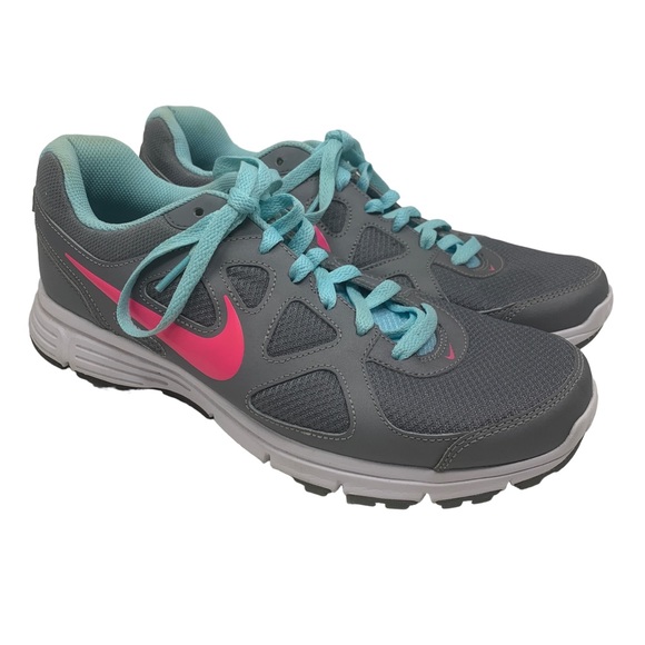 Nike Revolution Running Shoes Gray Pink Teal Women’s Size 11 - Picture 2 of 5